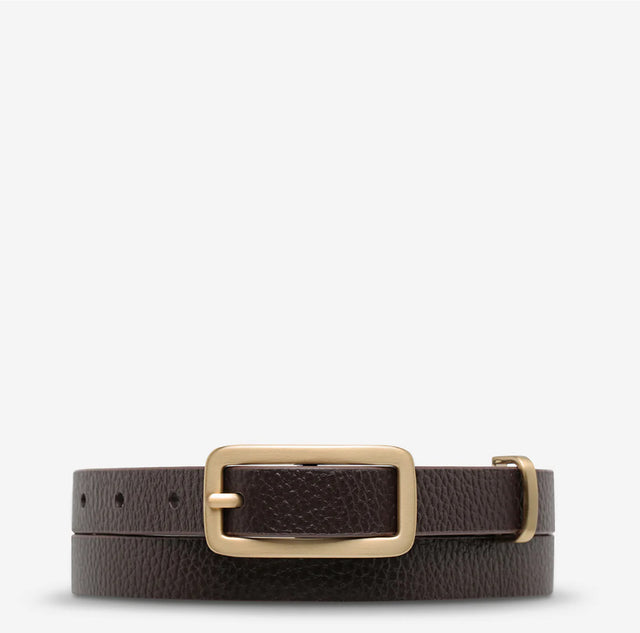 STATUS ANXIETY - Muse Belt - Choc / Gold-Belts-Status Anxiety-S/M-UPTOWN LOCAL