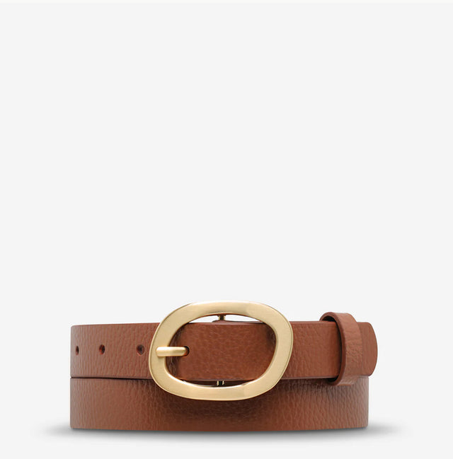 STATUS ANXIETY - Nocturne Belt - Tan / Gold-Belts-Status Anxiety-S/M-UPTOWN LOCAL