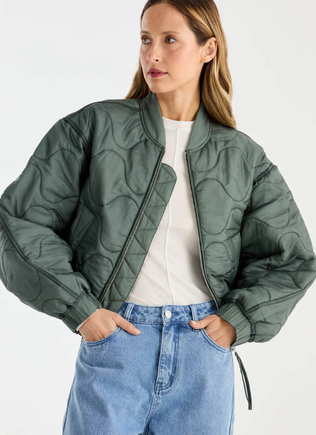 ENA PELLY - Magnolia Quilted Jacket - Olive-Jackets-ENA PELLY-6-UPTOWN LOCAL