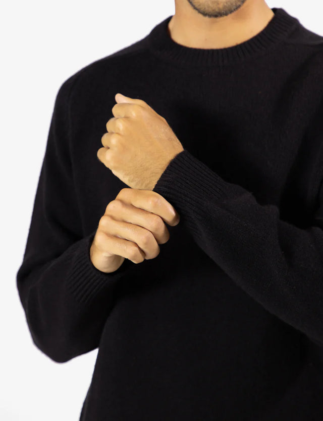 MR SIMPLE - Fred Crew Wool Knit - Black-Sweaters-Mr. Simple-S-UPTOWN LOCAL