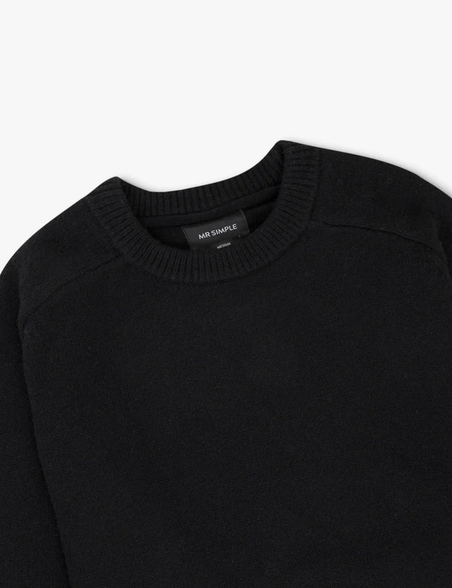 MR SIMPLE - Fred Crew Wool Knit - Black-Sweaters-Mr. Simple-S-UPTOWN LOCAL