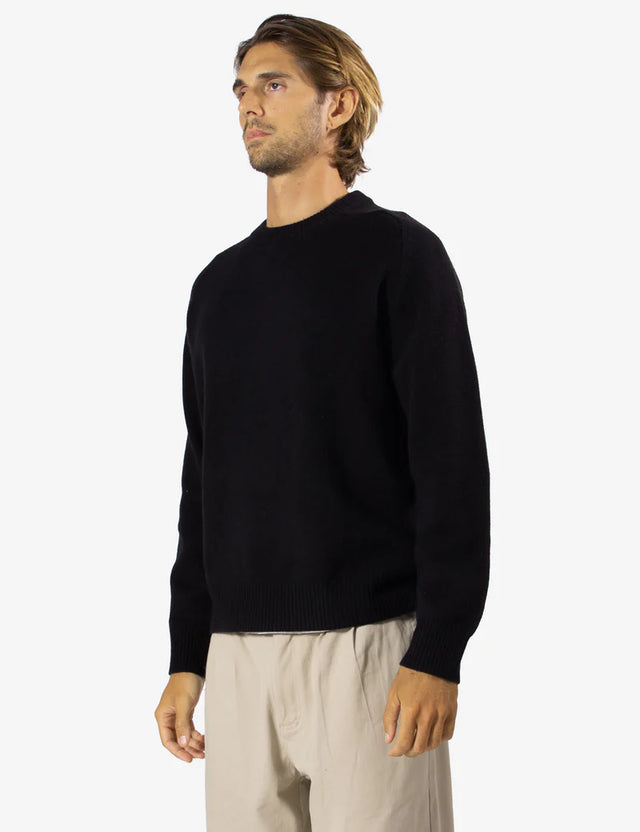MR SIMPLE - Fred Crew Wool Knit - Black-Sweaters-Mr. Simple-S-UPTOWN LOCAL