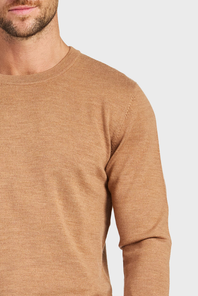 ACADEMY BRAND - Merino Crew - Otter Tan-Sweaters-Academy Brand-S-UPTOWN LOCAL