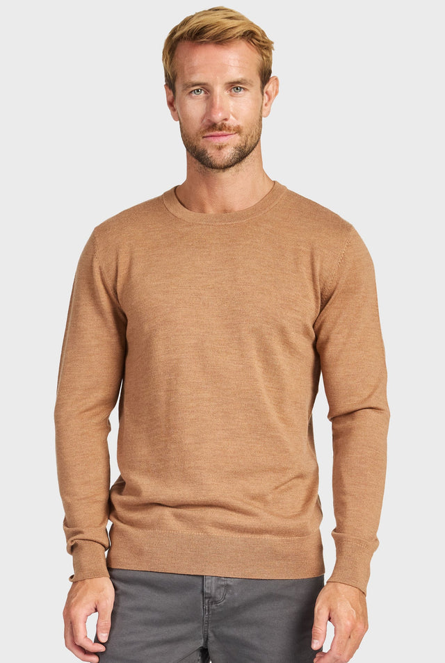 ACADEMY BRAND - Merino Crew - Otter Tan-Sweaters-Academy Brand-S-UPTOWN LOCAL