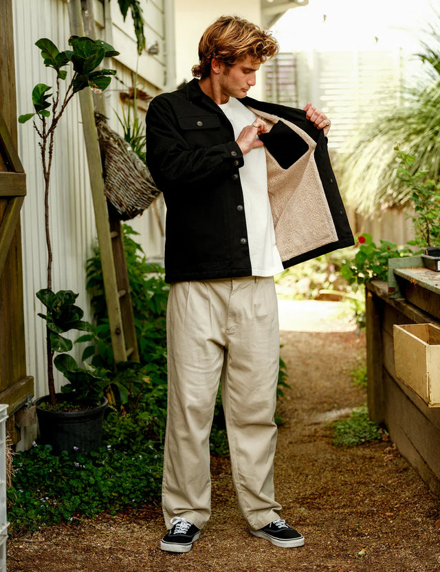 MR SIMPLE - Stockyard Sherpa Jacket - Black-Jackets-Mr. Simple-S-UPTOWN LOCAL