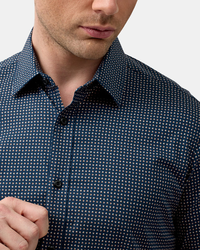 BROOKSFIELD - Stretch Performance Reg Fit - Black/Navy-Shirts-Brooksfield-40-UPTOWN LOCAL