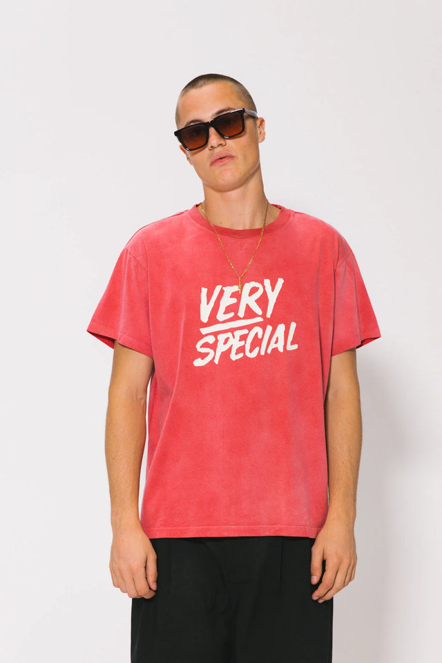 SOMETHING VERY SPECIAL - Stacked Logo - Washed Red-tee-Something Very Special-S-UPTOWN LOCAL