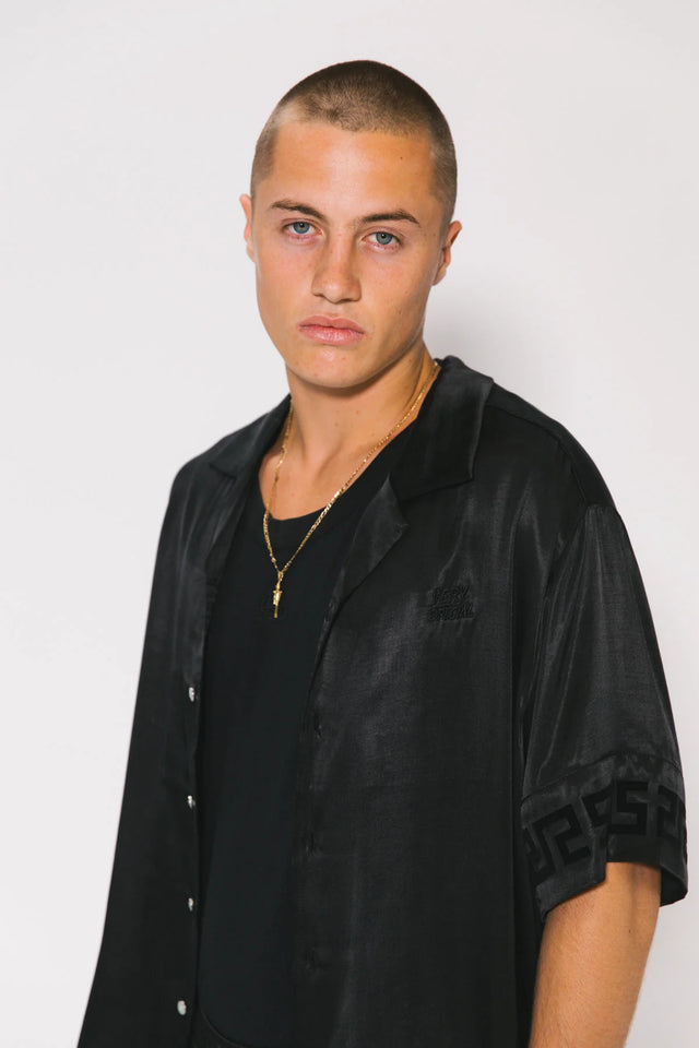 SOMETHING VERY SPECIAL - Geo Resort Shirt - Black Panel-Shirts-Something Very Special-XS-UPTOWN LOCAL