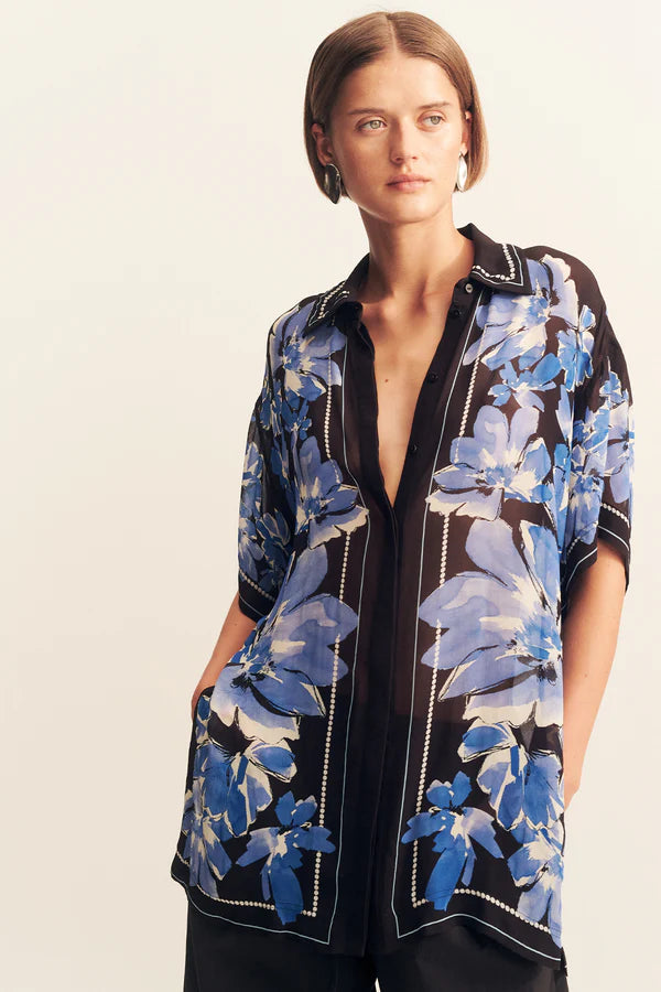 SHONA JOY - Sabine Shirt - Bluewing Mosaic-Shirts-Shona Joy-6-UPTOWN LOCAL