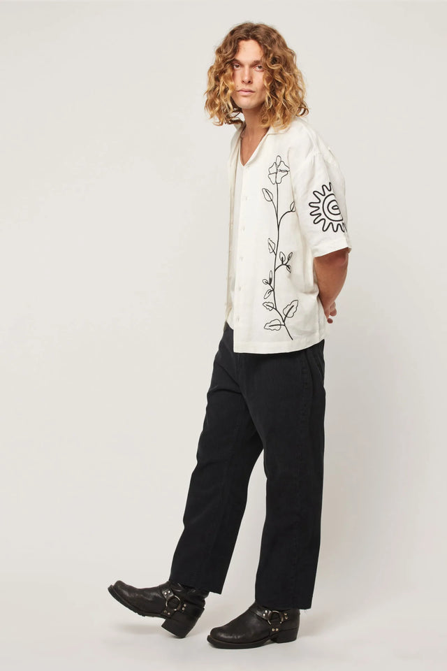ROLLAS - Suns Up Flower Bowler - Off White-Shirts-Rolla's-S-UPTOWN LOCAL