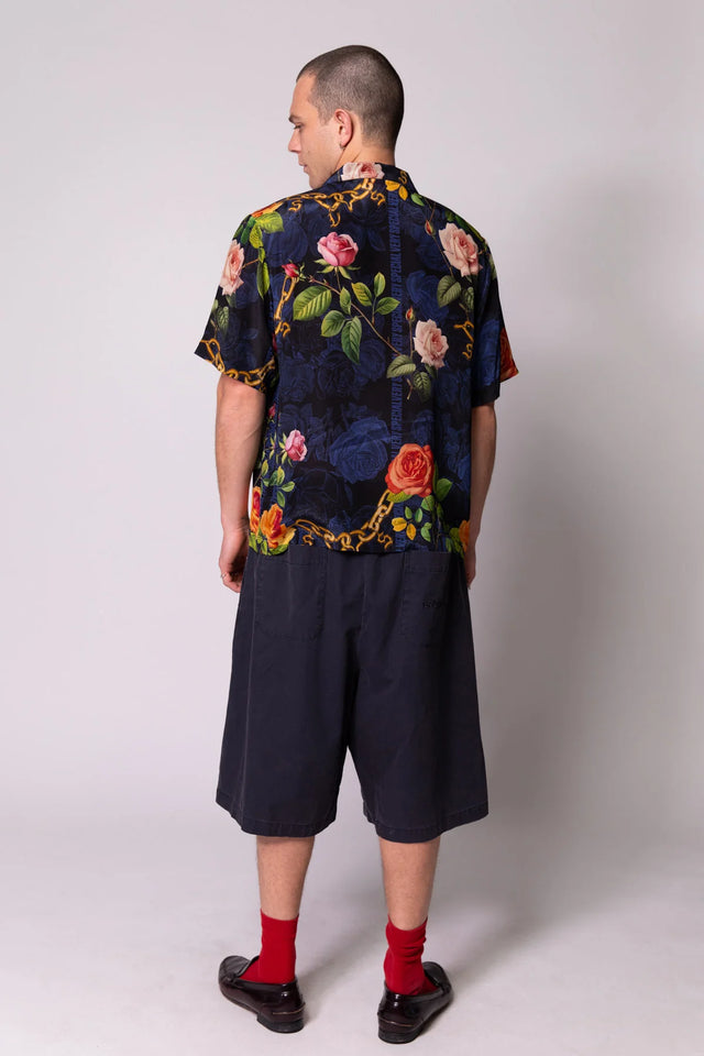 SOMETHING VERY SPECIAL - Chains And Roses Resort Shirt - Black-Shirts-Something Very Special-S-UPTOWN LOCAL