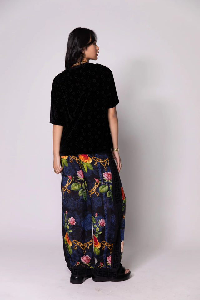 SOMETHING VERY SPECIAL - Chains And Roses Vacay Pant - Black-Pants-Something Very Special-S-UPTOWN LOCAL