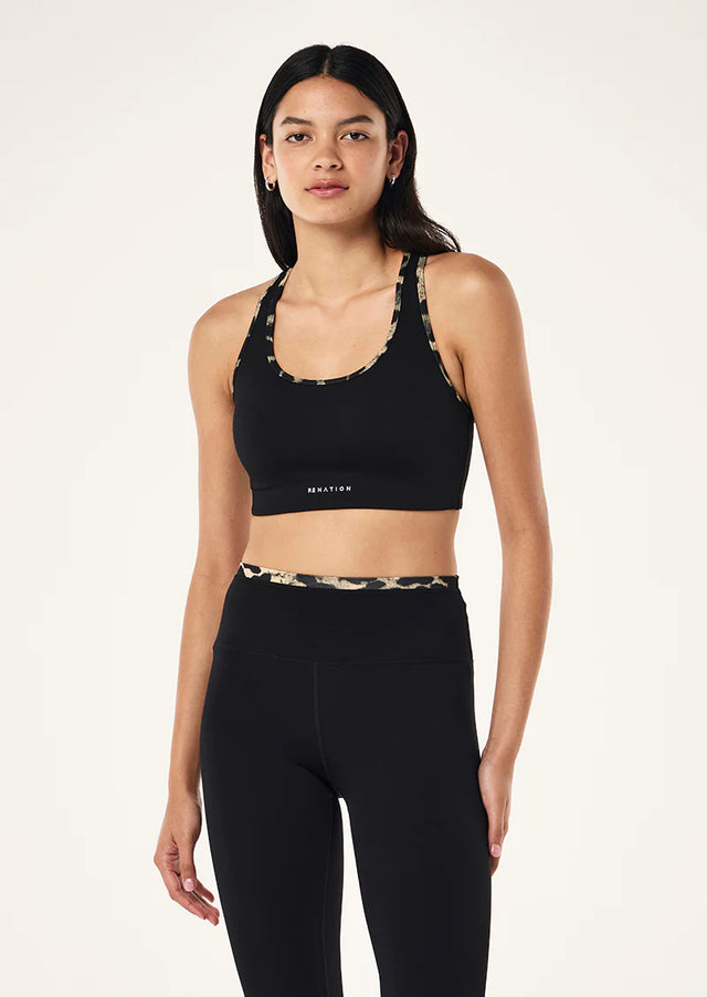 PE NATION - Stellar Sports Bra - Black / Leopard-Sports Bra-PE Nation-S-UPTOWN LOCAL
