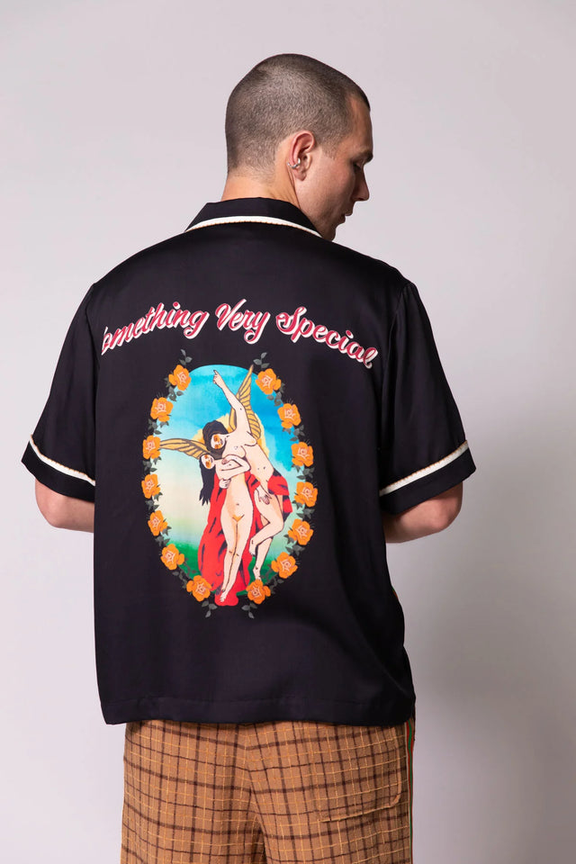 SOMETHING VERY SPECIAL - Guardian Angels Resort Shirt - Black-T-Shirts-Something Very Special-S-UPTOWN LOCAL