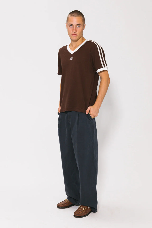SOMETHING VERY SPECIAL - Classic Mesh Stripe Tee - Mocha-T-Shirts-Something Very Special-S-UPTOWN LOCAL