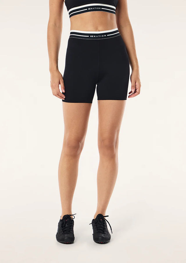 PE NATION - Avant 5” Bike Short - Black / Whisper White-Leggings-PE Nation-S-UPTOWN LOCAL