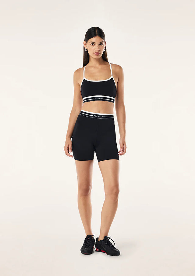 PE NATION - Avant 5” Bike Short - Black / Whisper White-Leggings-PE Nation-S-UPTOWN LOCAL