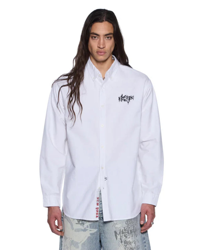KSUBI - Graffiti Anti Button Down LS - White-Shirts-Ksubi-S-UPTOWN LOCAL