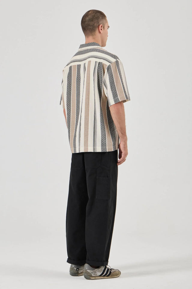 ROLLAS - Headway Bowler Shirt - Beige Stripe-Shirts & Tops-Rolla's-S-UPTOWN LOCAL