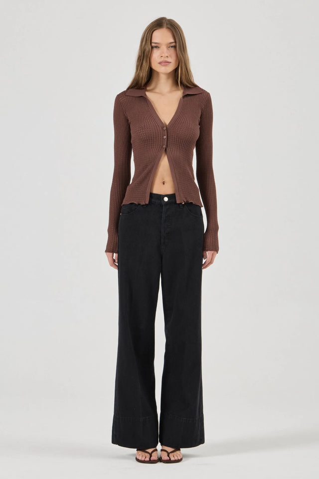 ROLLAS - Juno Knitted Shirt - Espresso-Shirts & Tops-Rolla's-6/XS-UPTOWN LOCAL