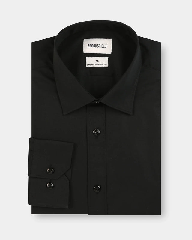 BROOKSFIELD - Performance Fit Business Shirt - Black-Shirts-Brooksfield-38-UPTOWN LOCAL