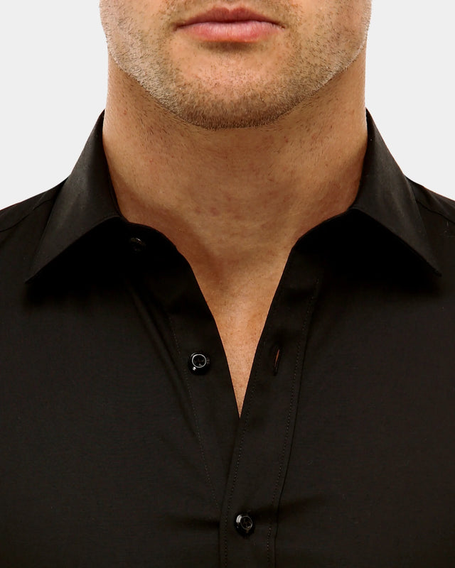 BROOKSFIELD - Performance Fit Business Shirt - Black-Shirts-Brooksfield-38-UPTOWN LOCAL