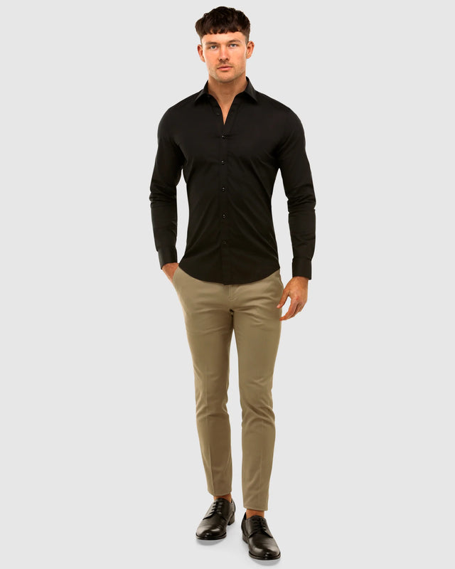 BROOKSFIELD - Performance Fit Business Shirt - Black-Shirts-Brooksfield-38-UPTOWN LOCAL