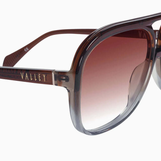 VALLEY - Bang Bang Transparent Chocolate Fade to Crystal w. Gold / Brown Gradient polarised lens-Sunglasses-Valley-UPTOWN LOCAL