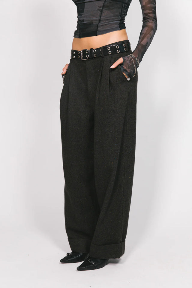 SOMETHING VERY SPECIAL - Chocolate Wool Westwood Pleated Pant-Pants-Something Very Special-XS-UPTOWN LOCAL