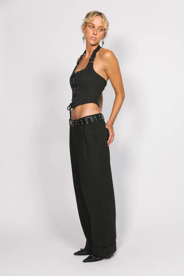 SOMETHING VERY SPECIAL - Chocolate Wool Westwood Pleated Pant-Pants-Something Very Special-XS-UPTOWN LOCAL