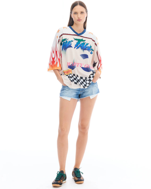 THE TALES - 05 Racer Football Jersey - Off White-Shirts & Tops-The Tales-XS-UPTOWN LOCAL