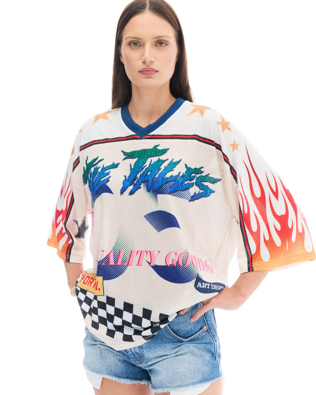 THE TALES - 05 Racer Football Jersey - Off White-Shirts & Tops-The Tales-XS-UPTOWN LOCAL
