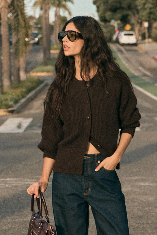 ROLLAS - Duchess Cardigan - Chocolate-Knitwear-Rolla's-6/XS-UPTOWN LOCAL