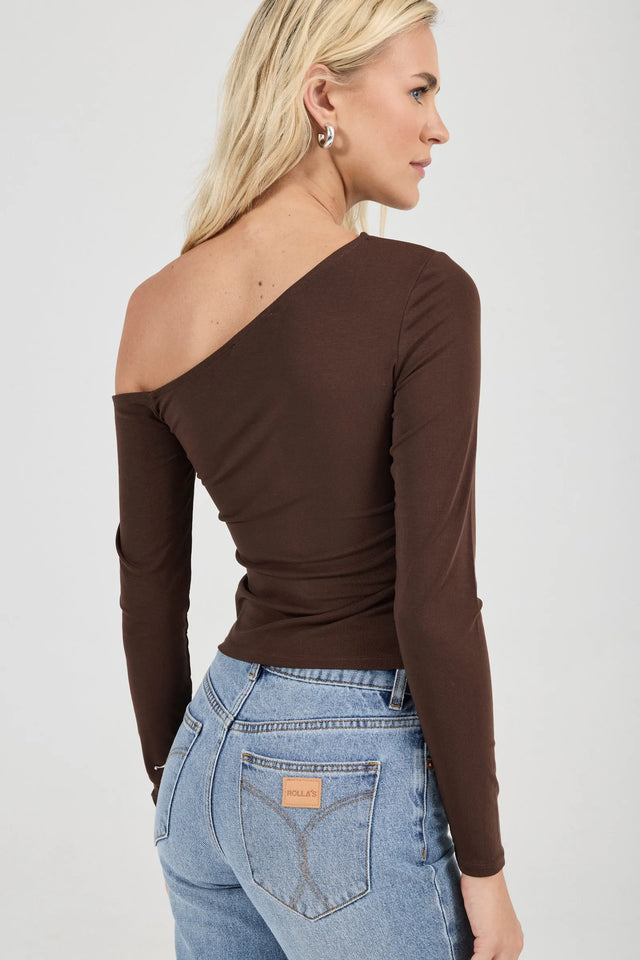 ROLLAS - Natasha Off Shoulder Top - Espresso-tops-Rolla's-6/XS-UPTOWN LOCAL