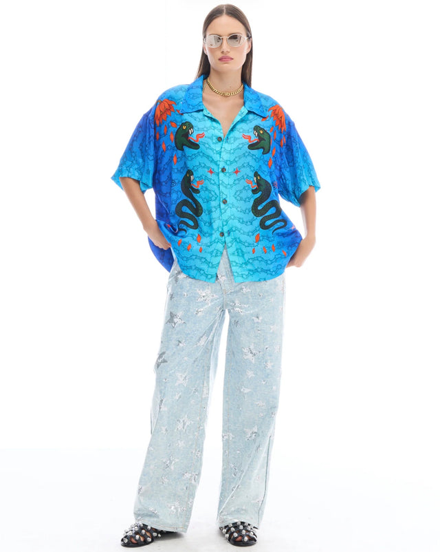 THE TALES - Snake Chain Oversized Shirt-Tops-The Tales-XS-UPTOWN LOCAL