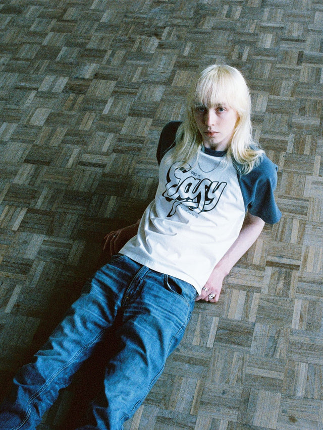 NUDIE JEANS - Roy Raglan T-shirt Take It Easy - Off White / Black-T-Shirts-Nudie Jeans-S-UPTOWN LOCAL