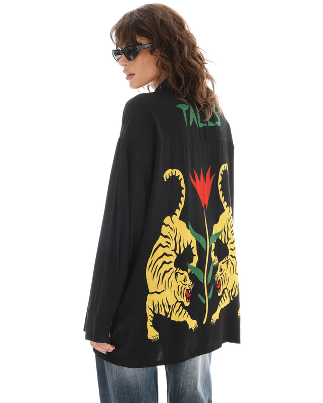THE TALES - Crouching Tiger Long Sleeve - Black-Shirts & Tops-The Tales-XS-UPTOWN LOCAL