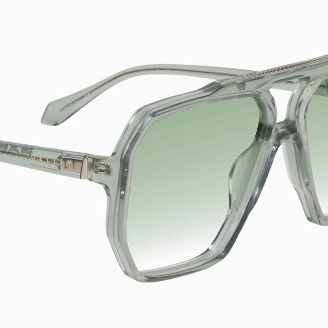 VALLEY - Rodeo - Transparent Sage w. Gold Metal / Light Green Gradient Lens-Sunglasses-Valley-UPTOWN LOCAL