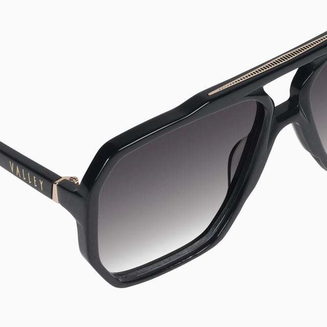 VALLEY - Rodeo - Gloss Black w. Gold Metal / Black Gradient Lens-Sunglasses-Valley-UPTOWN LOCAL