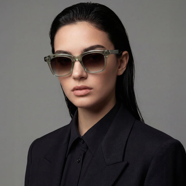 VALLEY - Hutch - Transparent Sage w. Matte Silver Metal Trim / Brown Gradient Lens-Sunglasses-Valley-UPTOWN LOCAL