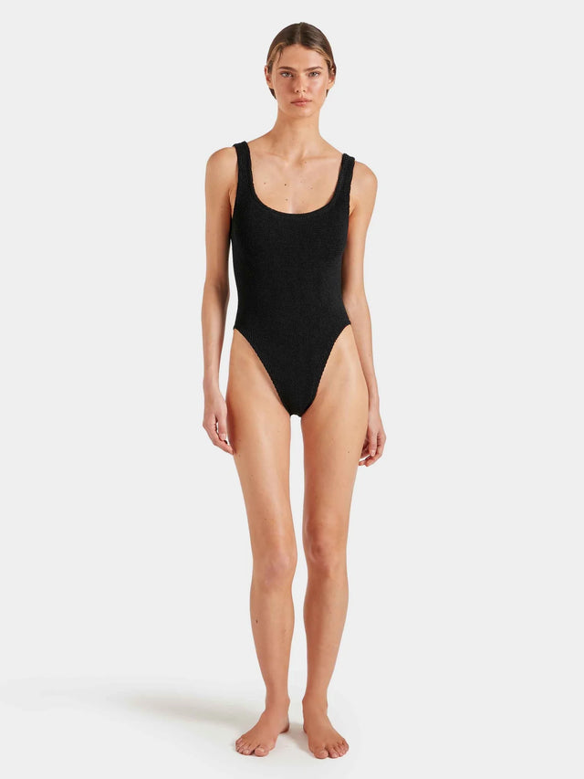 HUNZA G - Square Neck Swimsuit - Black-Swimwear-Hunza G-UPTOWN LOCAL