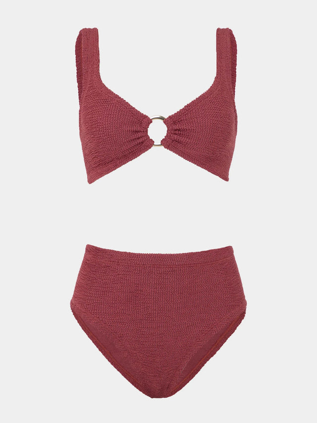 HUNZA G - Nadine Gold Hoop Bikini - Metallic Rosewood-Swimwear-Hunza G-UPTOWN LOCAL