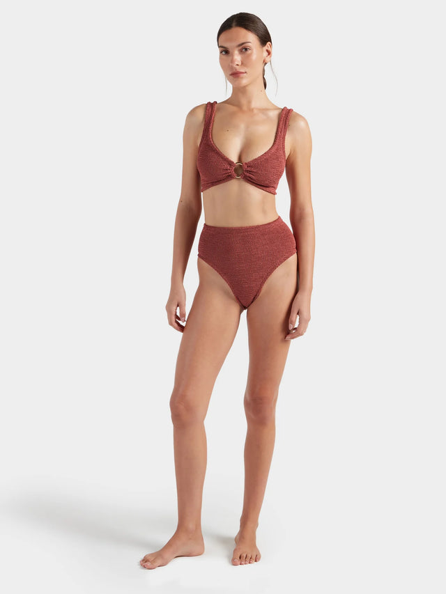 HUNZA G - Nadine Gold Hoop Bikini - Metallic Rosewood-Swimwear-Hunza G-UPTOWN LOCAL