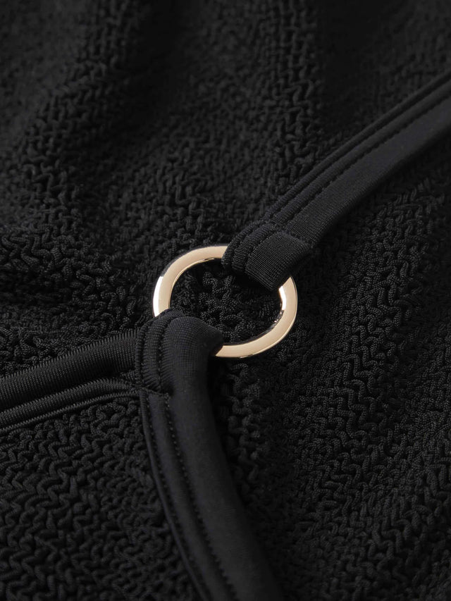 HUNZA G - Iris Bikini With Gold Hoops - Black-Swimwear-Hunza G-UPTOWN LOCAL