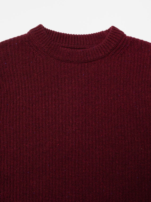 NUDIE JEANS - August Rib Wool Sweater - Burgundy