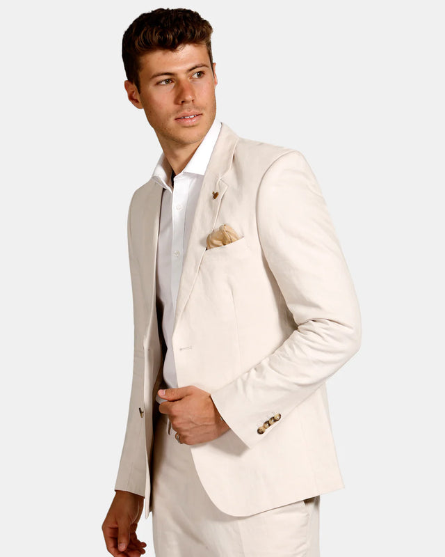 Essential Linen Blend Blazer - Oatmeal-Blazer-Brooksfield-38-UPTOWN LOCAL