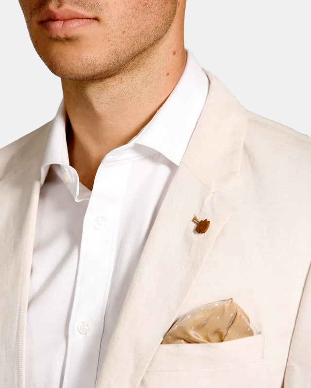 Essential Linen Blend Blazer - Oatmeal-Blazer-Brooksfield-38-UPTOWN LOCAL