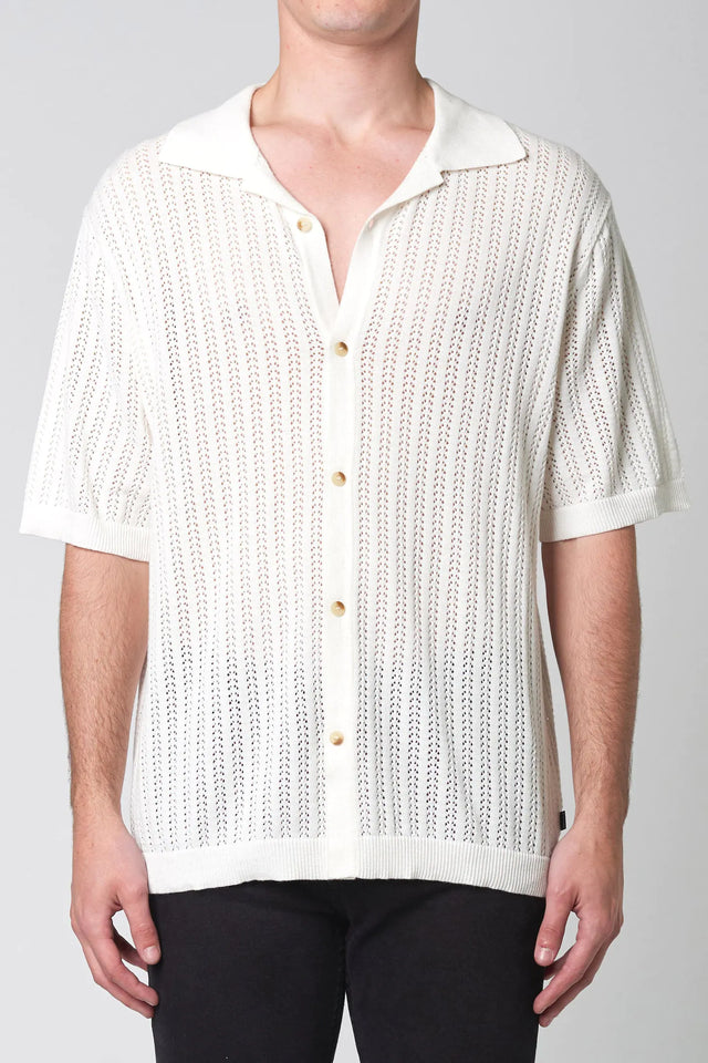 Bowler Knit Shirt - White-Shirts-Rolla's-S-UPTOWN LOCAL