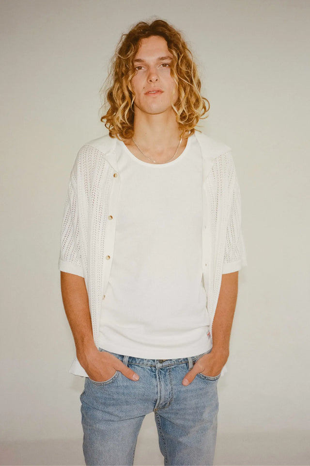 Bowler Knit Shirt - White-Shirts-Rolla's-S-UPTOWN LOCAL