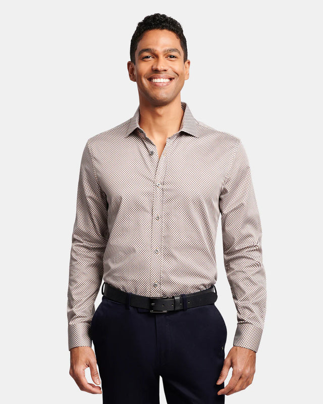 BFC2232 Retro Print Slim Fit - Taupe-Shirts-Brooksfield-39-UPTOWN LOCAL